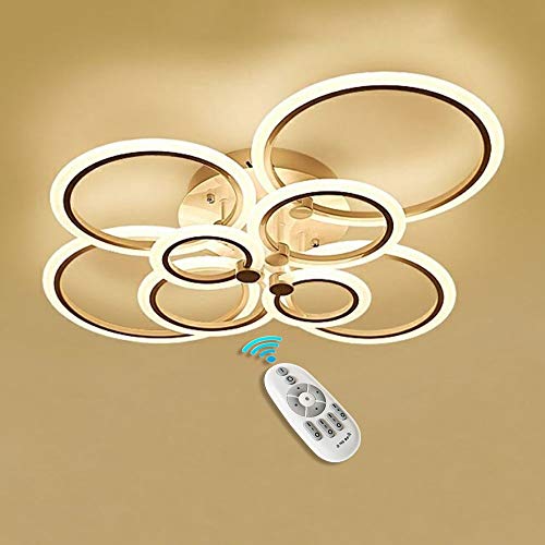 BEHWU LED Modern Deckenlampe,M?beleinbauleuchte Deckenlampe Wohnzimmer Leuchte,Pendelleuchte,8 Ringe,108W,9720LM Dimmbar wei? LED Design Deckenlampe Aus Aluminium und Acryl Decken Leuchte 110×80×15CM von BEHWU