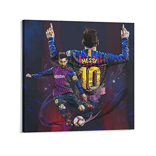 Lionel Messi Fußballspieler-Poster, Wandkunst, Poster, Schriftrollen, Leinwandbild, Wohnzimmerdekoration, Zuhause, gerahmt, 40 x 40 cm von BEIAI