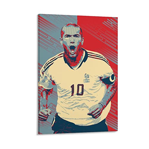 Zinedine Zidane Fußball-Kunstdruck, Geschenke, Leinwandgemälde, Poster, Wandkunst, dekorative Bilder, Drucke, moderne Dekoration, gerahmt 40 x 60 cm von BEIAI