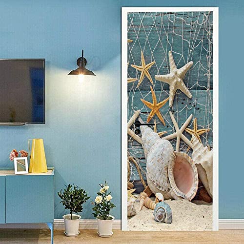 3D Türbild Selbstklebend Türaufkleber Türposter Türtapete Türkunst Türwandaufkleber Türfoto Strand-Seestern Am Meer 90 X 200 Cm Für Wohnzimmer Schlafzimmer Badezimmer Küchentür Dekoration - A111 von BEIGGA