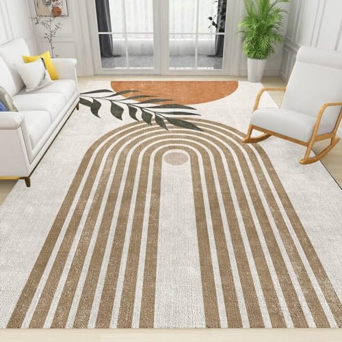 BEIGGA Abstrakte Geometrielinien Teppich, Pflanzenblatt Läufer Großer Teppiche, Pflegeleichte Wohnzimmer Teppich - für Eingangsbereich Innen Schlafzimmer Kinderzimmer,50 x 80 cm von BEIGGA