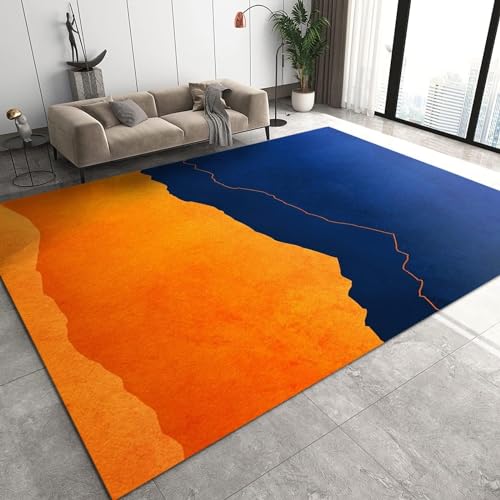 BEIGGA Einfacher Orange-Blauer Spleißen Stil Teppich, Modische Kreative Kunst Großer Teppiche - für Eingangsbereich Innen Schlafzimmer Kinderzimmer,180 x 240 cm von BEIGGA