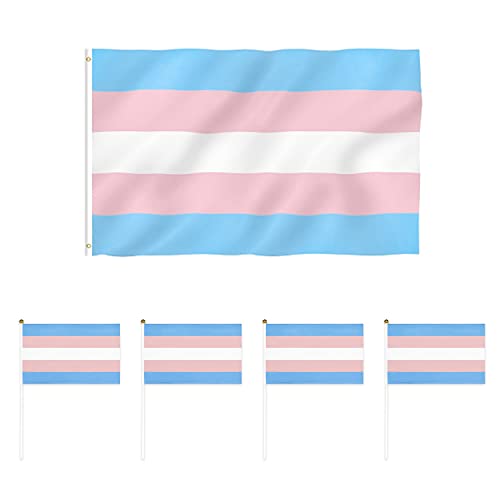 Transgender Pride Banner Dekoration, mit 4 handwinkenden Flaggen, LGBT Pride Polyester-Banner mit Messingösen für festliche Revels, Party-Dekorationen für drinnen und draußen (150 x 90 cm) (Stil A) von BEIIEB