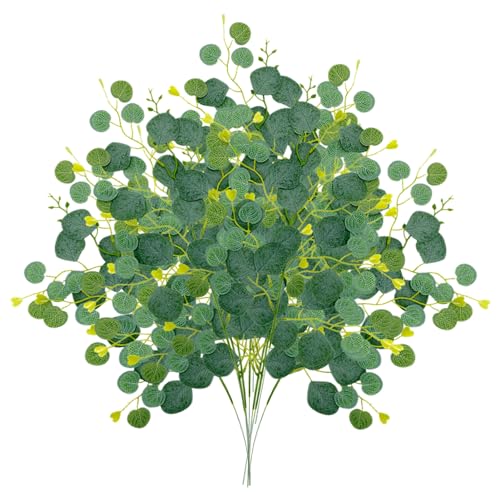 BEIJIALY 10 Stück Künstliche Grünstängel, Künstliche Grünpflanzen aus Kunststoff, Kunstgrün-Baumzweige, Künstliche Seidengrünpflanzen-Spray, Kunstgrün-Spray für Tafelaufsätze(Eukalyptus) von BEIJIALY