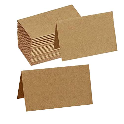 BEIJIALY 120 Stück Kraftpapier-Tischkarten für Tischdekoration, Tischnummern-Namenskarten-Tischkarten, Leere Tischzeltkarten für Hochzeit, Geburtstag, Party, Dekoration, Einladungen(Braun) von BEIJIALY