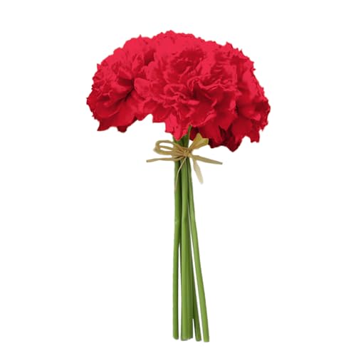 BEIJIALY 6 Stück Künstliche Nelken, Seiden-Nelken-Picks, Künstliche Blumen, Große Gefälschte Blumen mit Stielen, kein Verblassen, Seiden-Nelken-Blumenstrauß für Zuhause,(Rot) von BEIJIALY