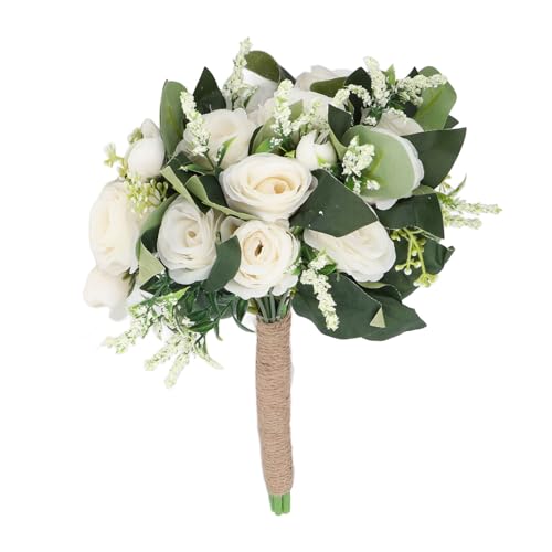 BEIJIALY Hochzeitssträuße für Braut und Brautjungfer, Künstlicher Kunstblumenstrauß, Romantischer Brauthandstrauß für Feier, Zeremonie, Jubiläumsparty(Weiß) von BEIJIALY
