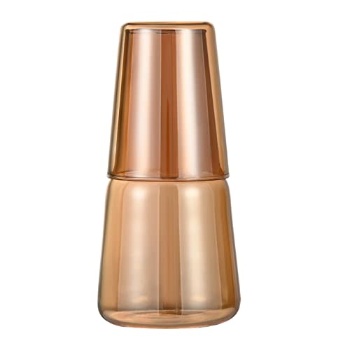 BEIJIALY Nachttisch-Wasserkaraffe-Set mit Becher, Nachttisch-Karaffe und Glas-Set, Klarglas-Saftwasserkrug, Nacht-Wasserkaraffe mit Tassen-Set, Glas-Mundwasserflasche(#1) von BEIJIALY