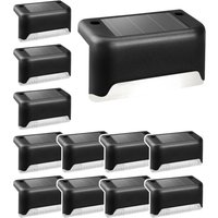 12er-Pack Solarleuchten, wasserdichte, solarbetriebene Zaunleuchten für Treppen, Zäune, Höfe, Terrassen und Wege (Schwarz, Weiß) von BEIJIYI