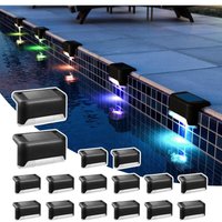 16er-Pack wasserdichte Solarleuchten für Außentreppen, Stufen, Zäune, Hof, Terrasse und Einfahrt (schwarz, Farbwechsel) von BEIJIYI