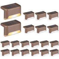 20er-Pack Solarleuchten, wasserdichte Treppenlichter für den Außenbereich für Stufen, Zäune, Hof, Terrasse und Einfahrt (Braun, Warmweiß) von BEIJIYI