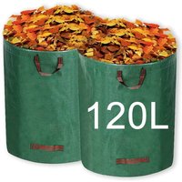 2er-Pack Gartenabfallsäcke, 120 l, faltbare, wasserdichte Müllbeutel mit Griff zum Sammeln von Pflanzen, Müll und Blättern von BEIJIYI