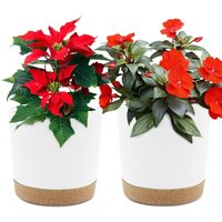 2er-Set Blumentöpfe 16,5 cm, Blumentöpfe für den Innenbereich mit Abflusslöchern und abnehmbarem Boden, moderner dekorativer Untersetzer für von BEIJIYI