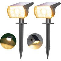 2er Set Solarstrahler für den Außenbereich, 56 LEDs, 3 Modi, Solar-Gartenlampe für den Außenbereich, 2-in-1-Funktion und IP65 wasserdicht, von BEIJIYI