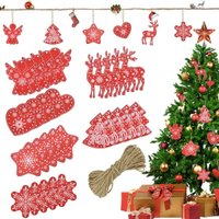 Beijiyi - 30-teiliges Weihnachtsbaumschmuck-Set aus Holz, Christbaumschmuck-Set, Weihnachtsschmuck aus Holz, Weihnachtsbaumschmuck, Holzanhänger mit von BEIJIYI