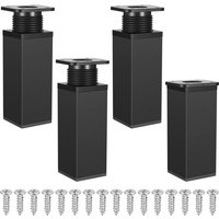4er-Set höhenverstellbare Möbelbeine - Quadratische Form - Aluminiumlegierung - 40 x 120 mm - Schwarz von BEIJIYI