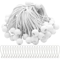 50 Planenspanner mit Kugel für Banner, Planen, Pavillons, Zelte - Spanngurte, Planenhalter, Gummispanner (Weiß) von BEIJIYI