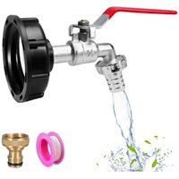 Beijiyi - 1000L Tank-Wasserhahn mit Bewässerungsschlauch-Wasserhahn-Adapter, S60X6 IBC-Wasserhahn-Anschluss, Garten-Wasserhahn für Regenwassersammler von BEIJIYI