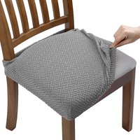 6 Stück Jacquard-geprägter Stretch-Sitzstuhlbezug, abnehmbar, waschbar, für Esszimmer, Küche, Büro, Hotel, Esche (mit Rückengurten) von BEIJIYI