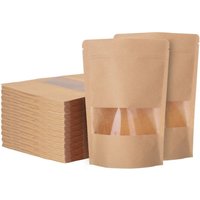 Packung mit 200 Kraft-Lebensmittelbeuteln mit Fenster, 14 x 20 cm, wiederverwendbare Kraft-Reißverschlussbeutel, wasserdichte von BEIJIYI