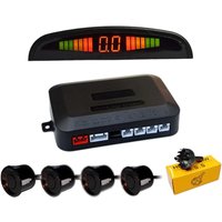 Rückfahrradar für Auto, 4 Universalsensoren Auto-Rückfahrsensor mit LED-Farbdisplay, Audio-Rückfahralarm-Kit (Schwarz) von BEIJIYI