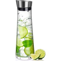 Glaskaraffe, 1 Liter, auslaufsichere Glaskaraffe mit Klappdeckel aus Edelstahl für Wasser, Milch, Saft und Limonade Glaskaraffe, 1 Liter, auslaufsichere Glaskaraffe mit Klappdeckel aus Edelstahl für Wasser, Milch, Saft und Limonade von BEIJIYI