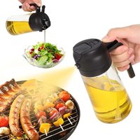 Küchenölspray, 2-in-1-Ölsprüher 470 ml, Küchenölsprüher aus Glas, Olivenölsprüher, Küchenölspray, Heißluftfritteuse zum Kochen, Grillen, Salat, Backen von BEIJIYI