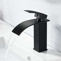 Moderner, eleganter Design-Waschtischhahn, Messing-Waschtischarmatur, schwarzer Wasserfallhahn G 3/8 Moderner, eleganter Design-Waschtischhahn, Messing-Waschtischarmatur, schwarzer Wasserfallhahn G 3/8 von BEIJIYI