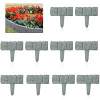 Rasenkanten für den Garten, 10 Stück, 2,5 m, Zaun- und Pflanzenkantensteine, flexibler Kunststoff, grau, dekorative Graskanten für Rasen, Landschaft, von BEIJIYI