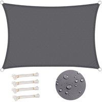 Rechteckiges Sonnensegel 2x3m Wasserdicht Anti 93% UV Wasserabweisend Windschutz Polyester mit UV-Schutz für Garten Terrasse Camping Grau von BEIJIYI
