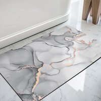 Rutschfeste Badematte, 40 x 60 cm, super saugfähig, schnelltrocknend, ultradünn, leicht zu reinigen, für Badezimmertüren, Wohnzimmer, Hellgrau von BEIJIYI