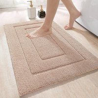 Rutschfeste Badematte 40 x 60 cm, weiche Mikrofaser, wasserabsorbierend, maschinenwaschbar, extra dick, für Badezimmer, Beige von BEIJIYI