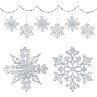 Beijiyi - Schneeflocken-Weihnachtsdekoration, 36 Hängedekorationen mit 10 cm Schneeflocke und 36 Kordeln, Schneeflocken-Ornamente für Fenster, von BEIJIYI