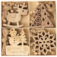 Beijiyi - Set mit 20 weihnachtlichen Holzanhängern – Weihnachtsdekoration – Weihnachtsdekoration – Holzfarbe von BEIJIYI