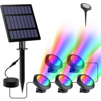 Solar-Teichleuchten, RGB-Solarlampe mit IP68 wasserdicht, Solarstrahler für Aquarium, Garten (5 Scheinwerfer) [Energieklasse a+] von BEIJIYI