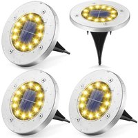 Solarleuchten für den Außenbereich, 4 Stück 12 LEDs Solar-Bodenleuchten, dekoratives Licht IP65 wasserdichte Solar-Wegeleuchten, perfekt für Garten, von BEIJIYI