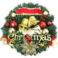 Beijiyi - Weihnachtskranz für Tür, 30 cm, künstlicher Blumenkranz, hängende Weihnachtsdekoration mit Frohe Weihnachten-Schleife, Jingle für Wand, von BEIJIYI