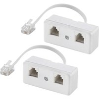 Beijiyi - Zwei-Wege-Telefon-Splitter, RJ11 6P4C Kabel, Telefon-Wandadapter und Splitter, Stecker auf 2 Buchsen, Konverter für Festnetz (weiß, 2 Stück) von BEIJIYI