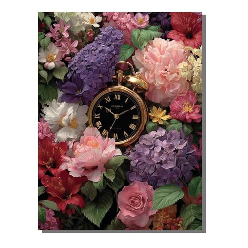 BEIJUYHU 5D DIY Diamond Painting Set Blume Diamant Painting Kinder, Taschenuhr Full Drill Bastelset für Erwachsene, Diamant Kunst Bilder Mosaic Stickerei für Home Wand Dekor 80x100 cm BJHF176 von BEIJUYHU