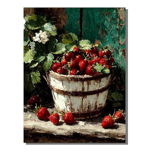 BEIJUYHU 5D DIY Diamond Painting Set Obst Diamant Painting Kinder, Erdbeere Full Drill Bastelset für Erwachsene, Diamant Kunst Bilder Mosaic Stickerei für Home Wand Dekor 30x40 cm BJHF136 von BEIJUYHU