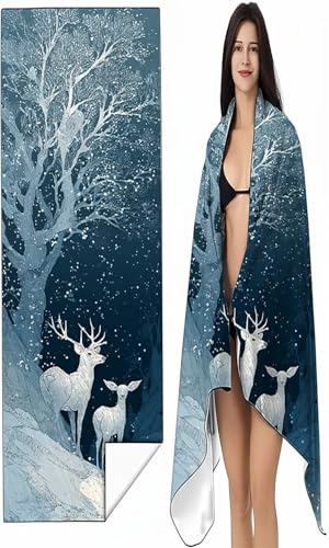BEIJUYHU Mikrofaser Strandtuch 70 x 140cm Blau Stranddecke Intimer Druckknopf, Saugfähig Sandfreies Schnell Trocknendes, Weiches Tier Strandtuch XXL für Strand Reise Schwimmen mit Tasche SYX7 G-L von BEIJUYHU