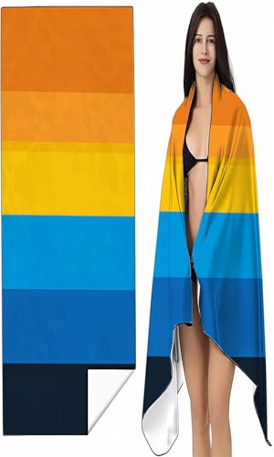BEIJUYHU Mikrofaser Strandtuch 80 x 160 cm Blau Stranddecke Intimer Druckknopf, Saugfähig Sandfreies Schnell Trocknendes, Weiches Farbe Strandtuch XXL für Strand Reise Schwimmen mit Tasche SYX3 X-K von BEIJUYHU
