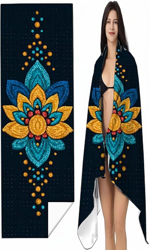 BEIJUYHU Strandtuch Mikrofaser Handtuch Groß 70 x 140cm, Microfaser Handtücher Kompakt und Sandfest, Leicht und chnelltrocknend Gym Handtuch für Travel Strand Sauna mit Tasche Gelb Blumen SYX5 J-G BEIJUYHU Strandtuch Mikrofaser Handtuch Groß 70 x 140cm, Microfaser Handtücher Kompakt und Sandfest, Leicht und chnelltrocknend Gym Handtuch für Travel Strand Sauna mit Tasche Gelb Blumen SYX5 J-G von BEIJUYHU