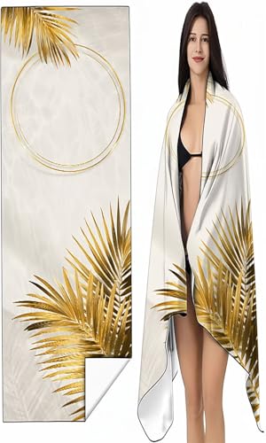 BEIJUYHU Strandtuch Mikrofaser Handtuch Groß 70 x 140cm, Microfaser Handtücher Kompakt und Sandfest, Leicht und chnelltrocknend Gym Handtuch für Travel Strand Sauna mit Tasche Gelb Pflanze SYX7 0-G von BEIJUYHU