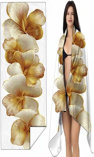 BEIJUYHU Strandtuch Mikrofaser Handtuch Groß 90x180 cm, Microfaser Handtücher Kompakt und Sandfest, Leicht und chnelltrocknend Gym Handtuch für Travel Strand Sauna mit Tasche Gelb Pflanze SYX5 Z-O von BEIJUYHU