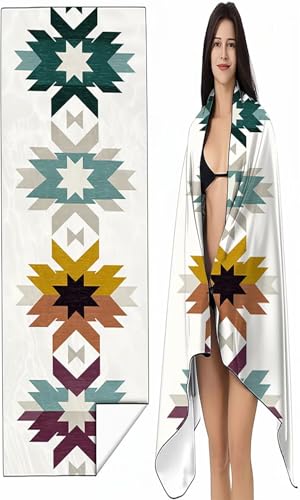 BEIJUYHU Strandtuch XXL 100 x 200 cm Blau Strandmatte Sandfreies Schnell Trocknendes Intimer Druckknopf, Weiches Leichtes Böhmen Mikrofaser Strandtuch Damen Herren für Reise Schwimmen Campin SYX0 X-8 von BEIJUYHU