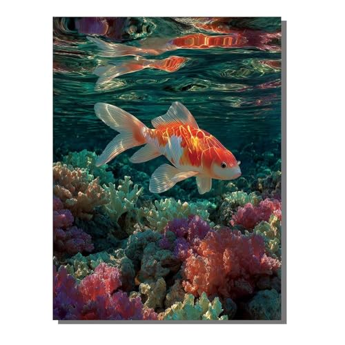 Diamond Painting Set Fisch Diamant Painting Bilder Erwachsene Groß DlY Art Kinder Full Drill Diamond Malerei Koralle 5D Diamant Kunst Malerei Stickerei Mosaic Bastelset Home Decor 60x80 cm BJHF160 von BEIJUYHU