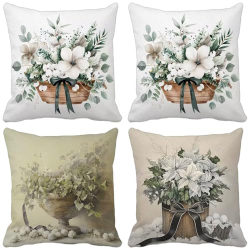 Kissenbezug Beige 35x35mm 4er Set aus Superweichem Doppelnähten Versteckter Reißverschluss, Blume Outdoor Kissen Dekokissen Terrassen-Gartenbank, gelten für Wohndeko Wohnzimmer Bett Schlafzimmer C-9 Kissenbezug Beige 35x35mm 4er Set aus Superweichem Doppelnähten Versteckter Reißverschluss, Blume Outdoor Kissen Dekokissen Terrassen-Gartenbank, gelten für Wohndeko Wohnzimmer Bett Schlafzimmer C-9 von BEIJUYHU
