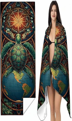 Mikrofaser Strandtuch 100 x 200 cm Farbe Stranddecke Intimer Druckknopf, Saugfähig Sandfreies Schnell Trocknendes, Weiches Meeresschildkröten Strandtuch XXL für Strand Reise Schwimmen SYX3 H-6 von BEIJUYHU