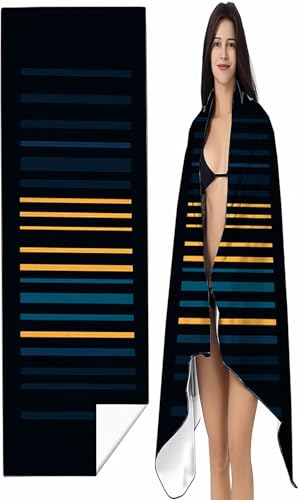 Mikrofaser Strandtuch 70 x 140cm Handtücher Schnelltrocknend-Ultra Leicht Sandfreies Damen Tragbares Intimer Druckknopf XL Dunkelblau Streifen Badehandtuch - für Fitness Reisen Outdoor SYX8 8-3 von BEIJUYHU